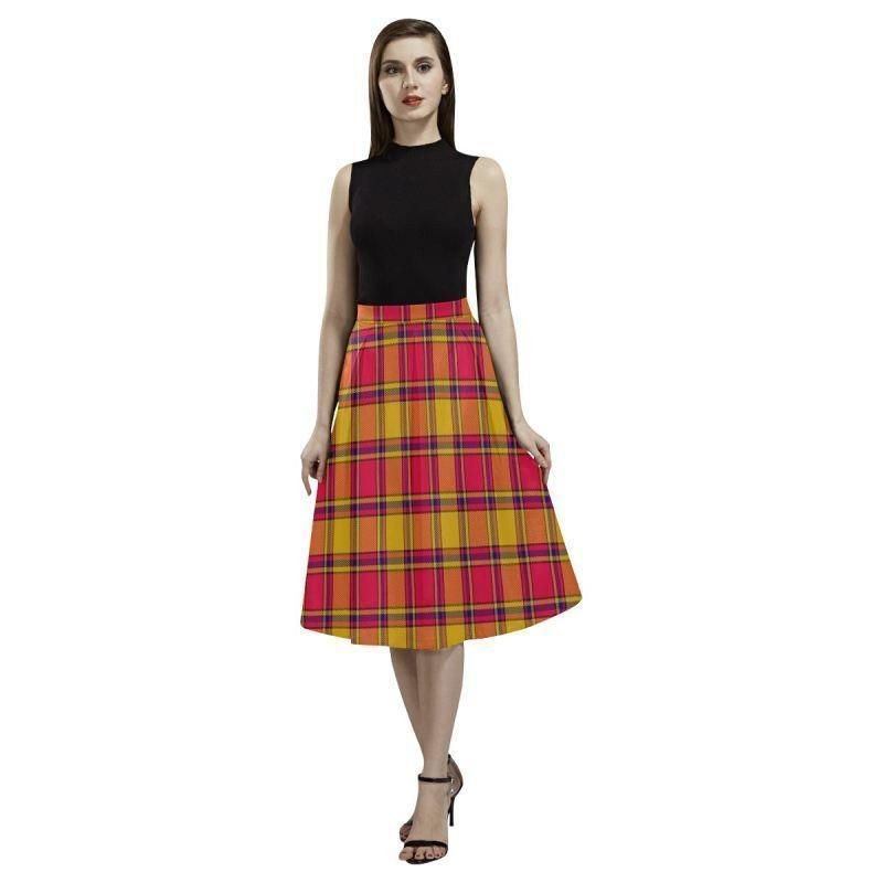 Shaw Red Modern Tartan Aoede Crepe Skirt