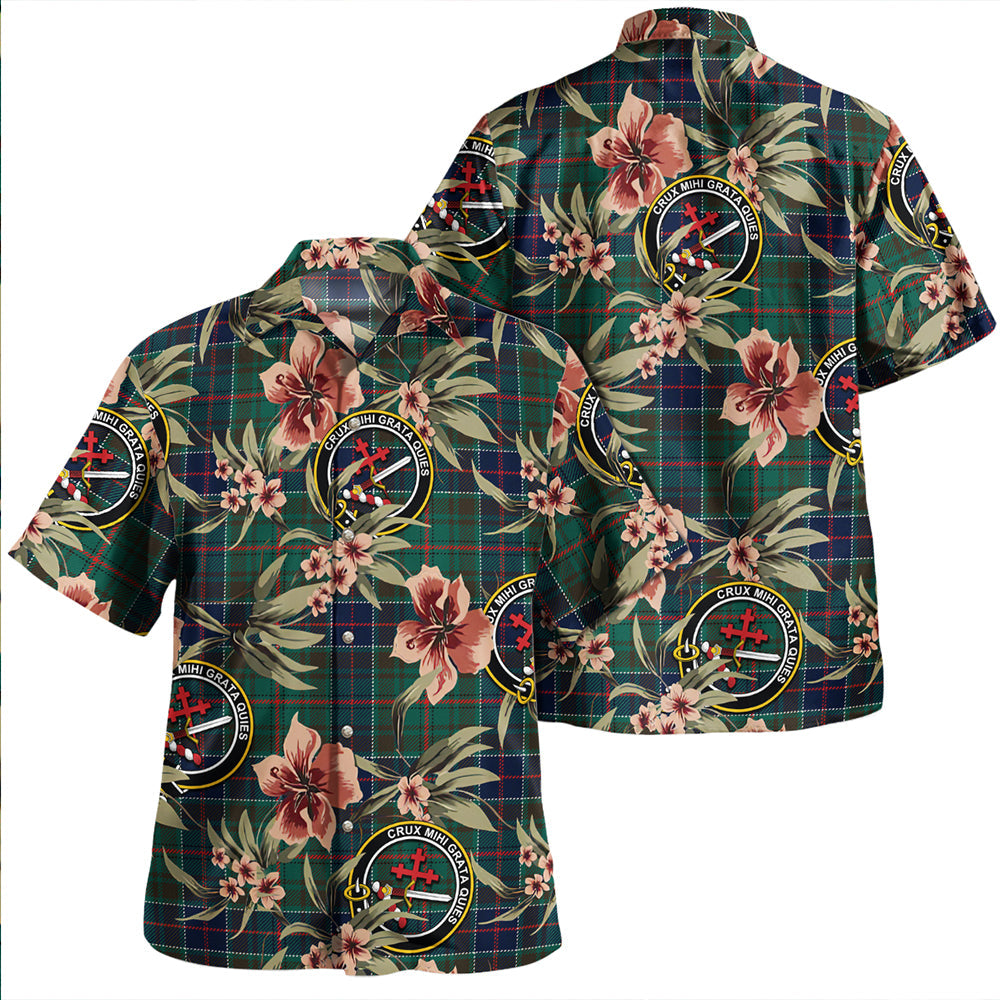 Scottish Tartan MacAulay Modern Clan Hawaiian Shirt Hibiscus - Tropical Garden Style main image 0
