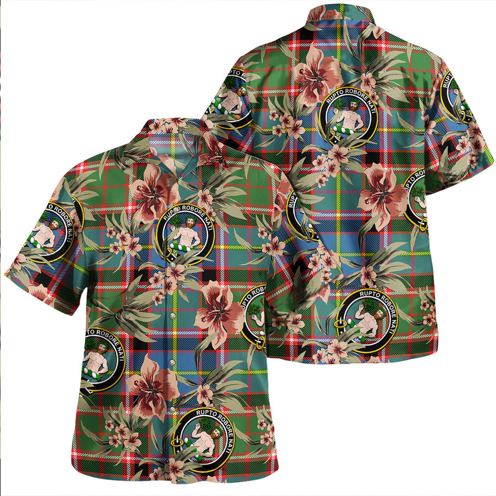 Scottish Tartan Aikenhead Clan Hawaiian Shirt Hibiscus - Tropical Garden Style main image 0