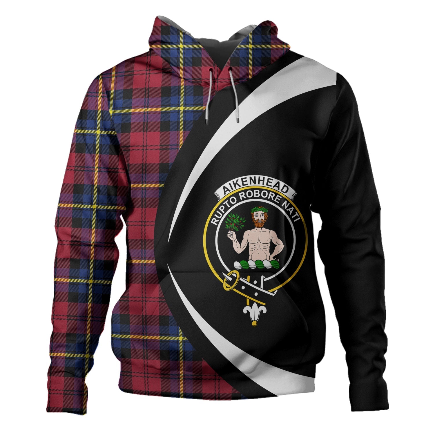Colquhoun Modern Tartan Crest Zipper Hoodie - Circle Style
