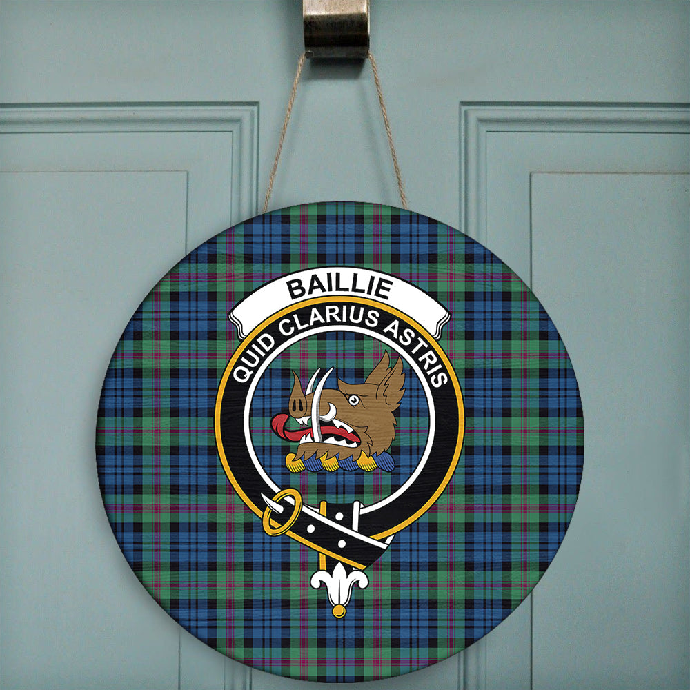 Baillie Modern Tartan Crest Garden Flag - Celtic Thistle Style