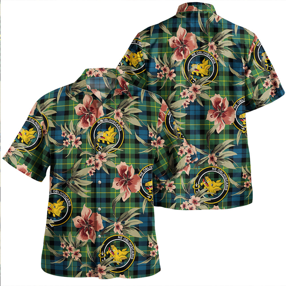 Campbell of Breadalbane Tartan Vintage Leaves Hawaiian Shirt