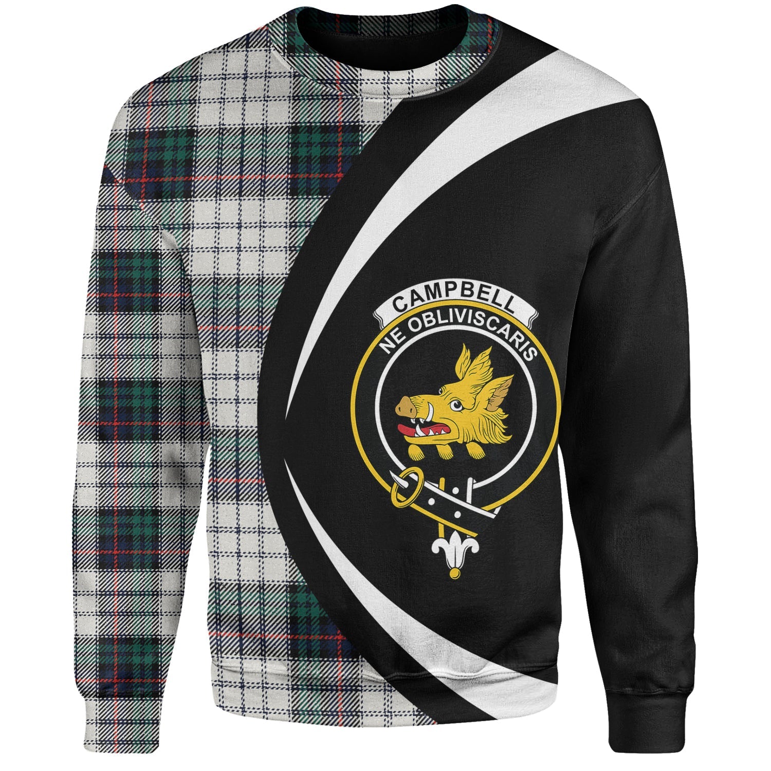 Campbell of Cawdor Modern Tartan Crest Zipper Hoodie - Half Of Me Style