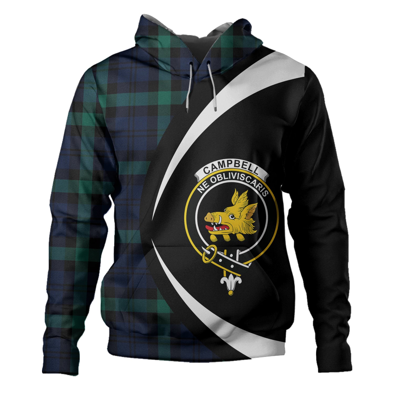 Lyon Tartan Crest Zipper Hoodie - Circle Style