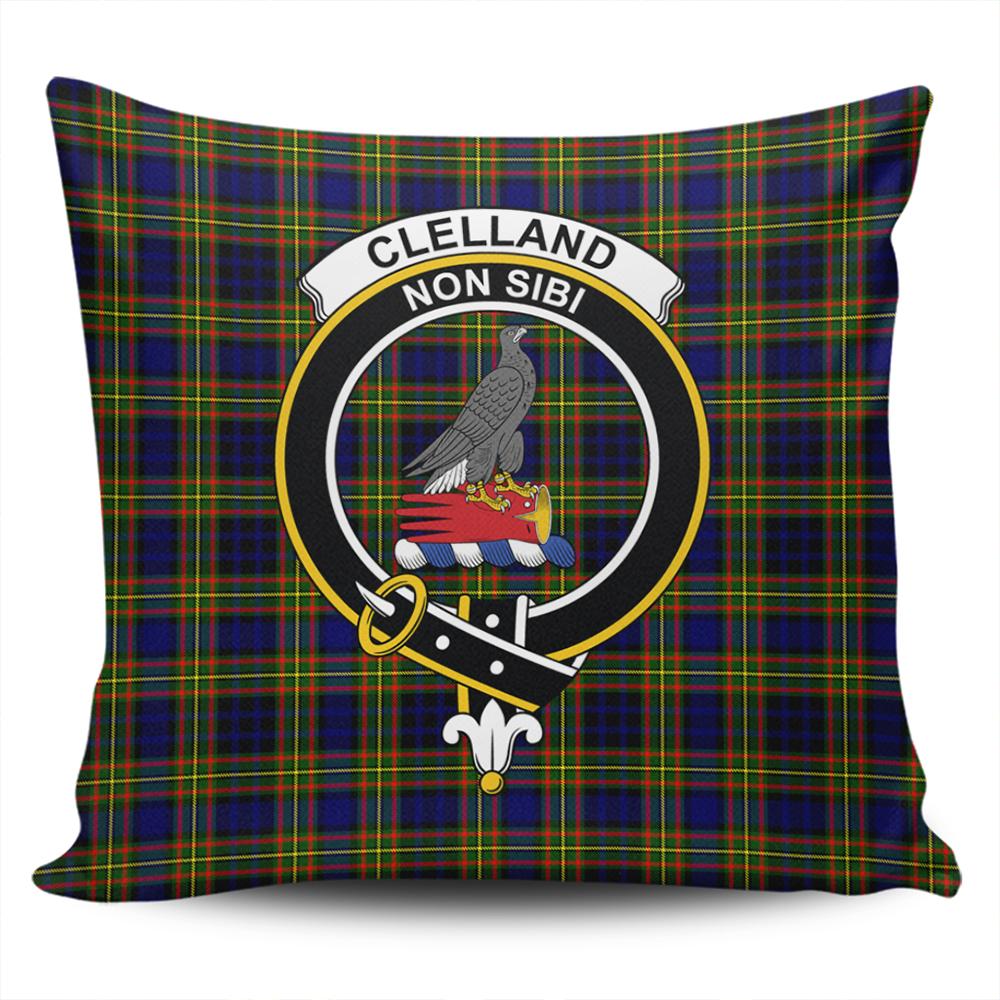 Clelland Tartan Crest Black Garden Flag