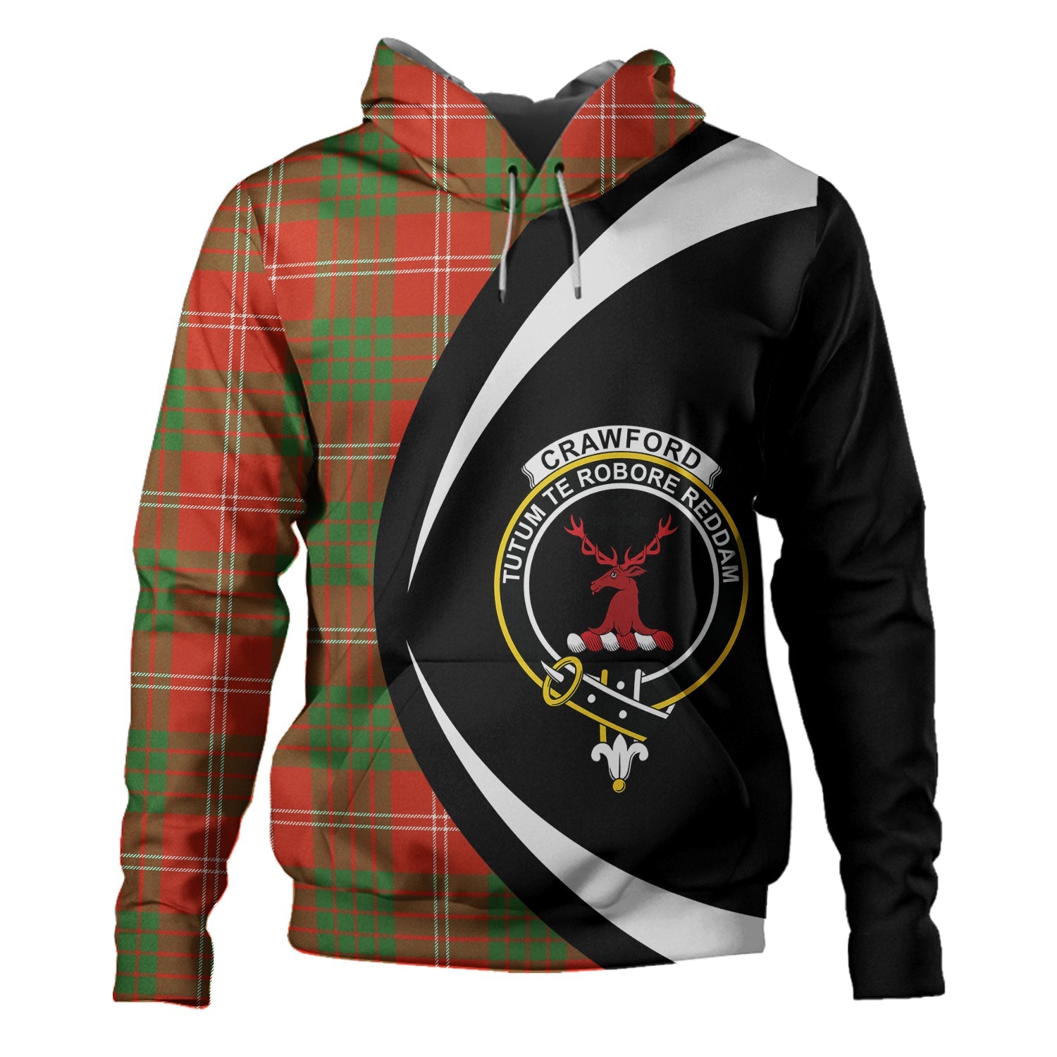 Wallace Hunting - Red Tartan Crest Sherpa Hoodie - Circle Style