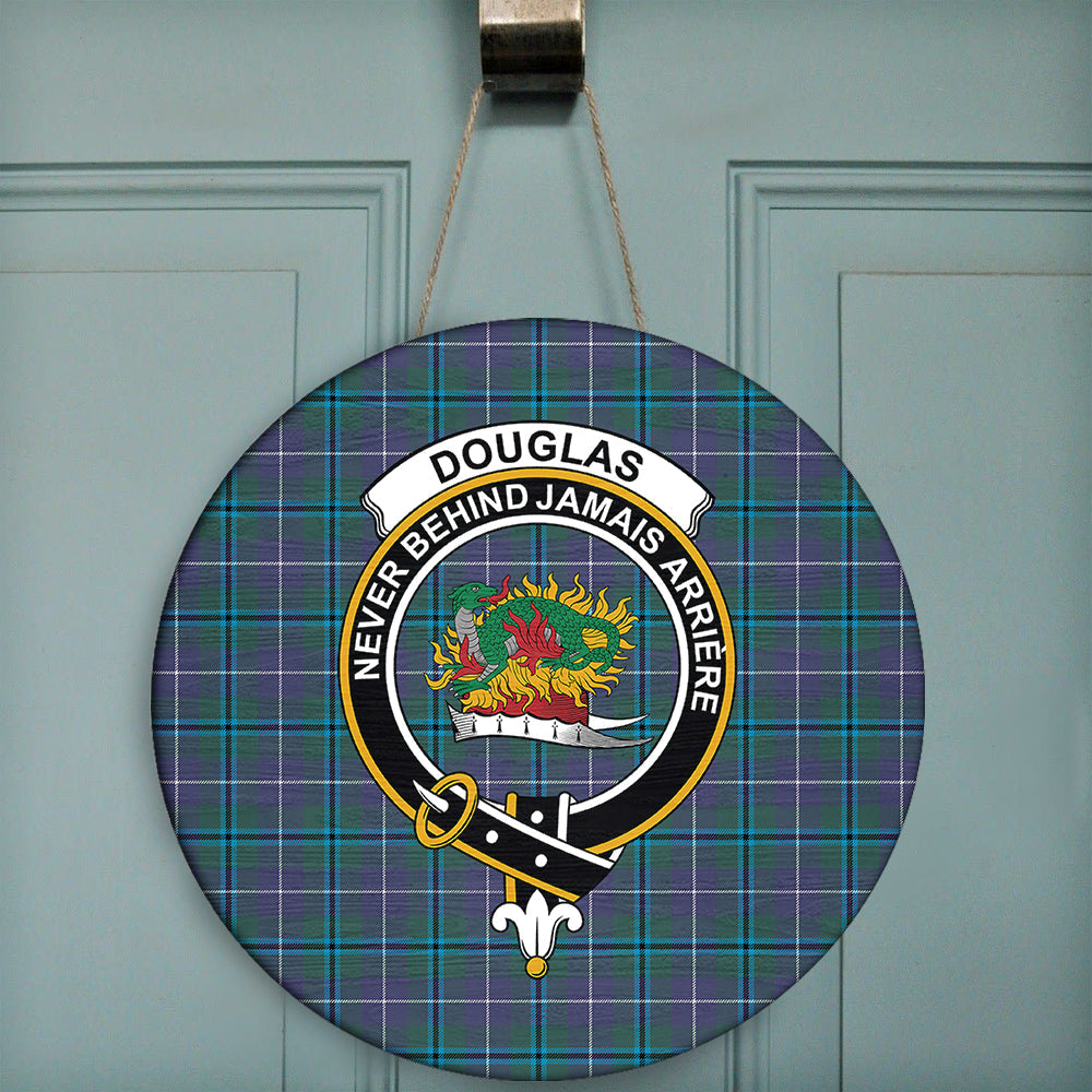 Douglas Ancient Tartan Crest Black Garden Flag - Gold Thistle Style