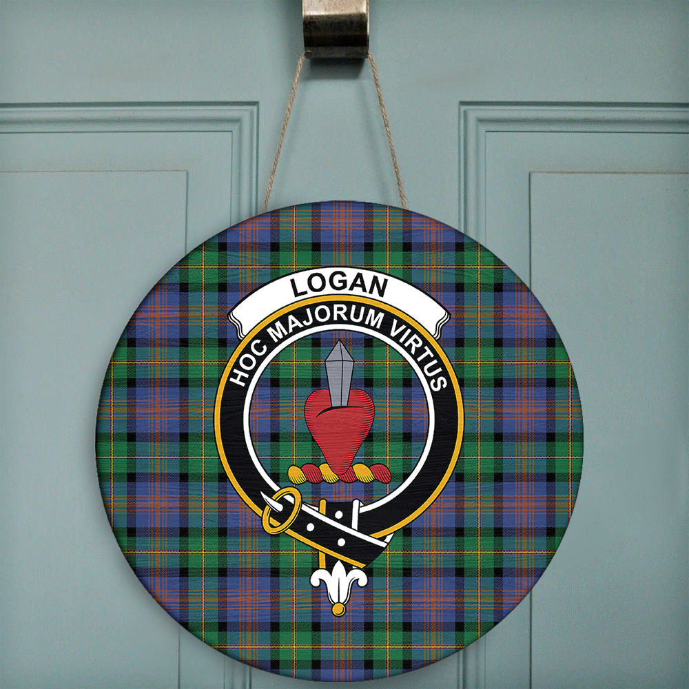 Logan Ancient Tartan Crest Premium Blanket - Celtic Stag style