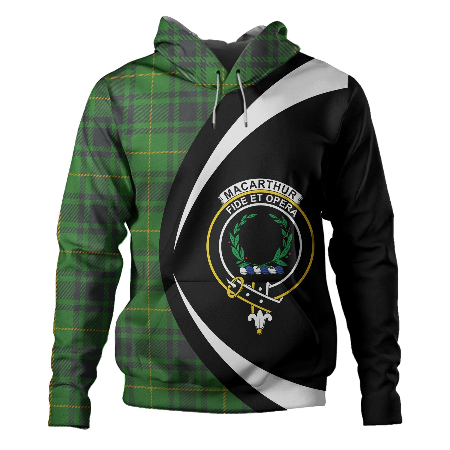 MacArthur Ancient Tartan Hoodie - Lion Rampant And Celtic Thistle Style