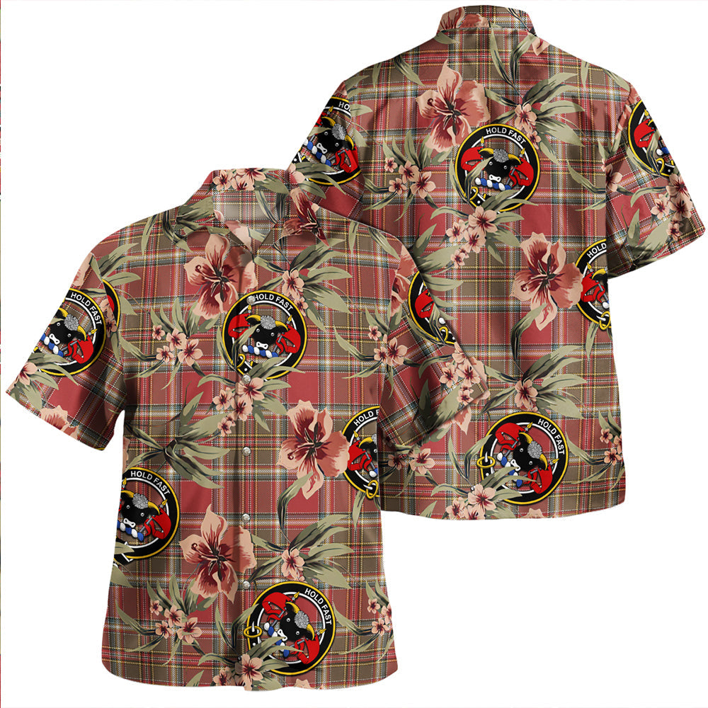 Green MacLeod Tartan Vintage Leaves Hawaiian Shirt main image 1