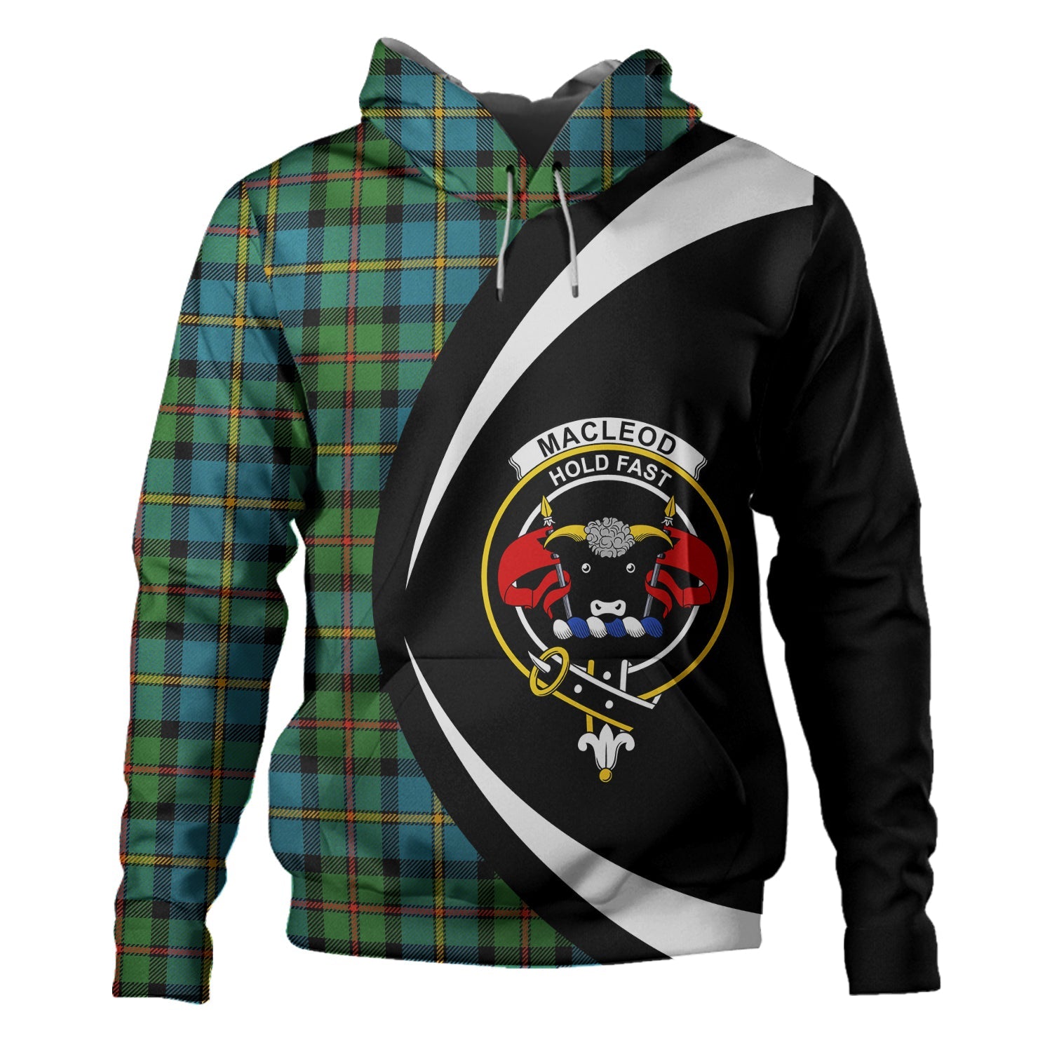 MacLeod Black and Red Tartan Hoodie - Lion Rampant And Celtic Thistle Style