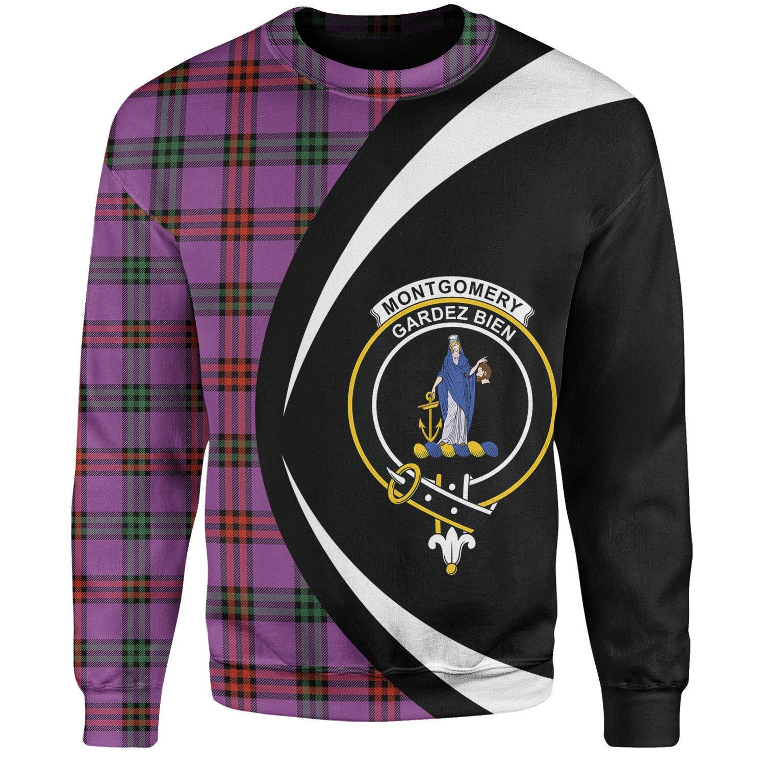 Montgomery Ancient Tartan Crest Sherpa Hoodie - Circle Style
