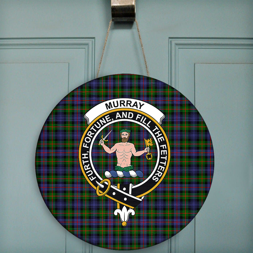 Murray of Atholl Modern Tartan Crest Black Garden Flag - Gold Thistle Style
