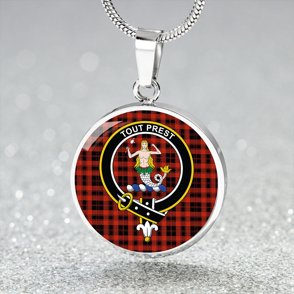Scottish Tartan Munro Black & Red Modern Clan Circle Necklace Classic Style main image 0