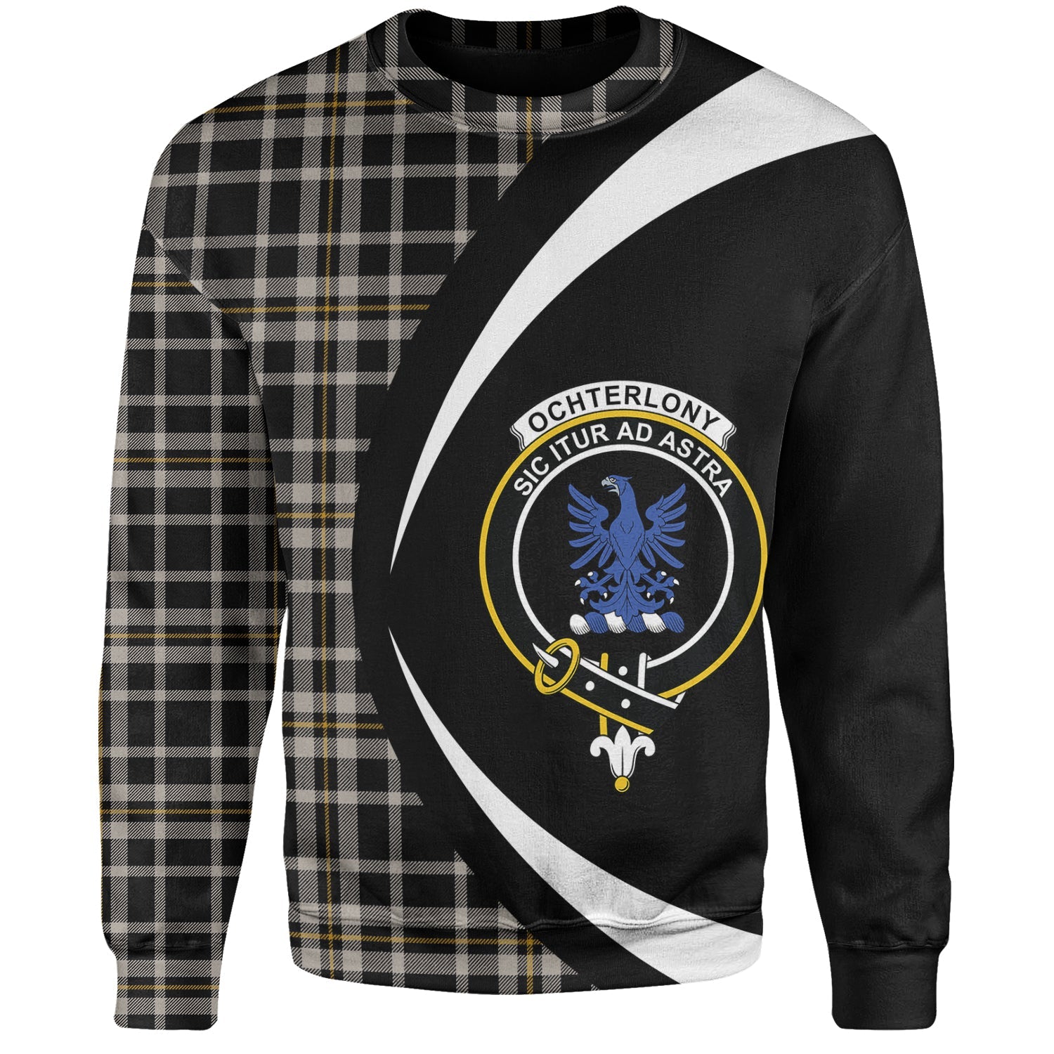 Ochterlony Clan Half Of Tartan Zipper Hoodie