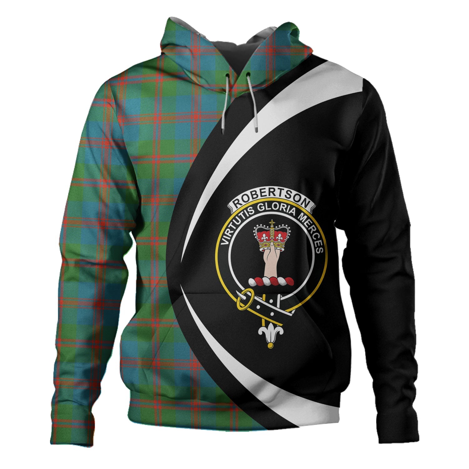 Robertson Ancient Tartan Hoodie - Lion Rampant And Celtic Thistle Style