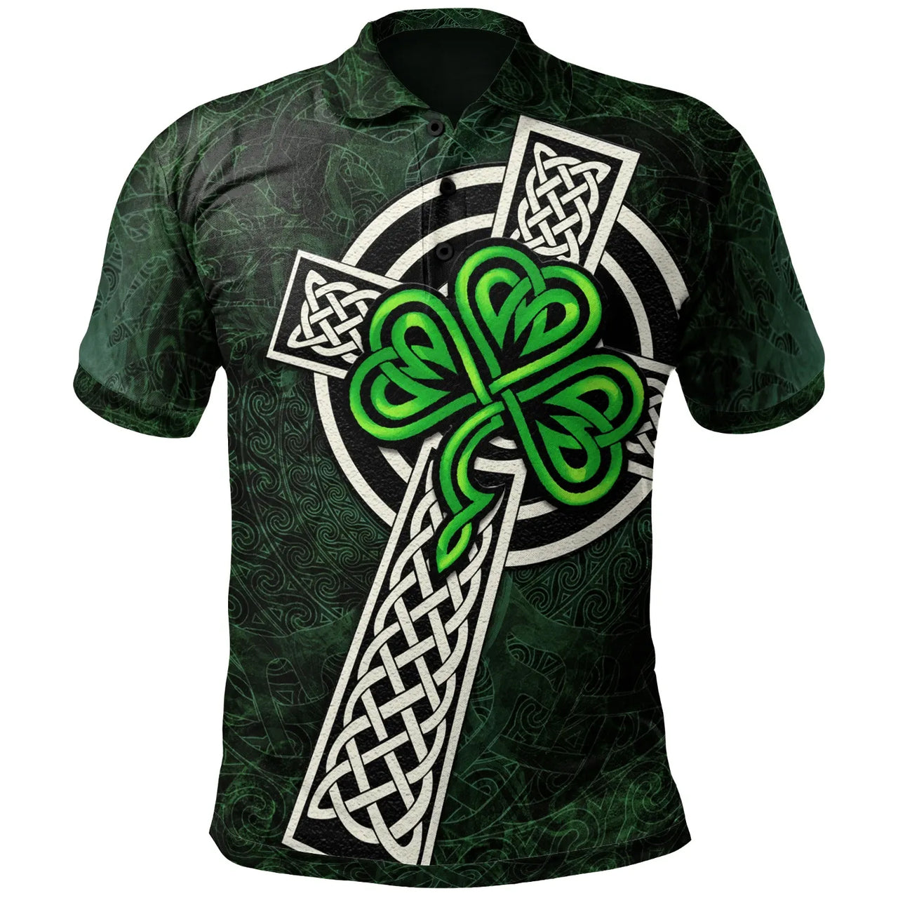 Ireland Celtic Polo Shirt Celtic Cross & Shamrock Skew Celticprime