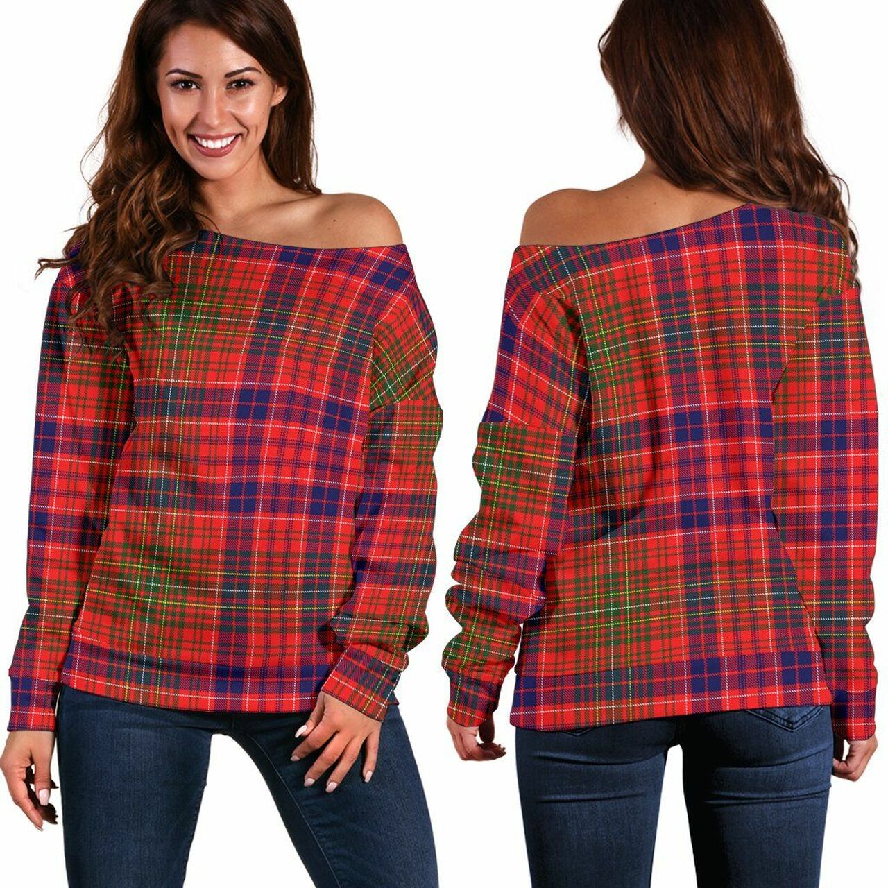 Lumsden Green Tartan Women's Lapel Shirt Dress With Long Sleeve