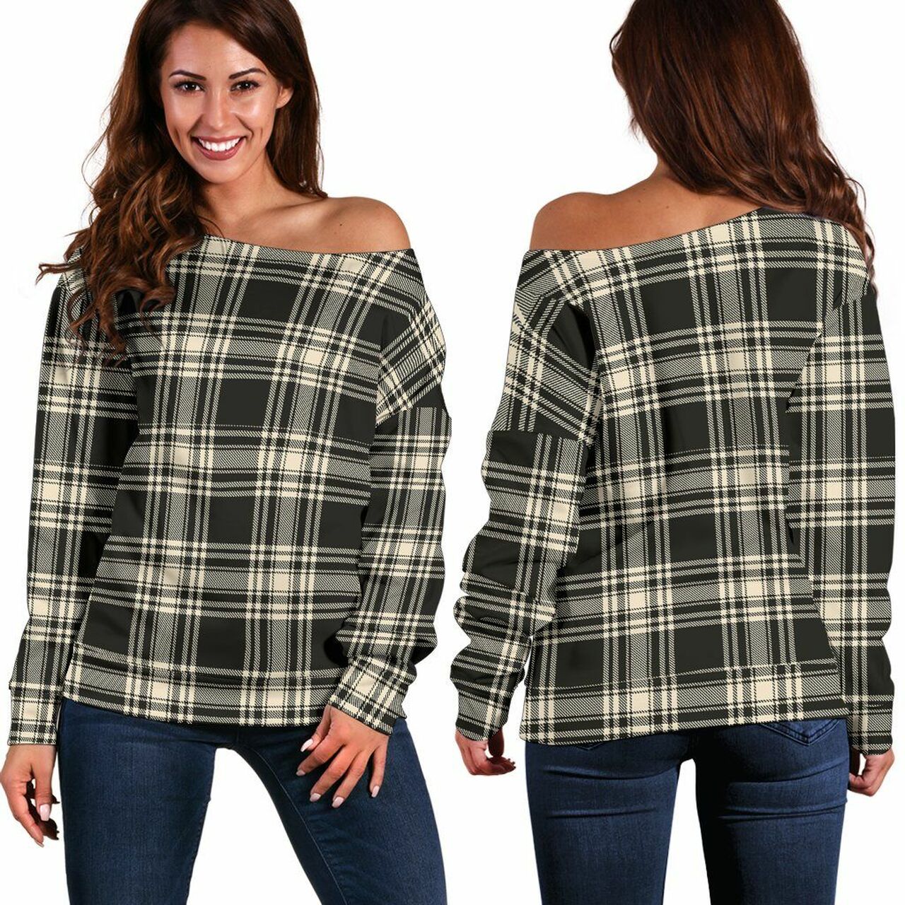Menzies Black - White Ancient Tartan Crest T-shirt main image 1