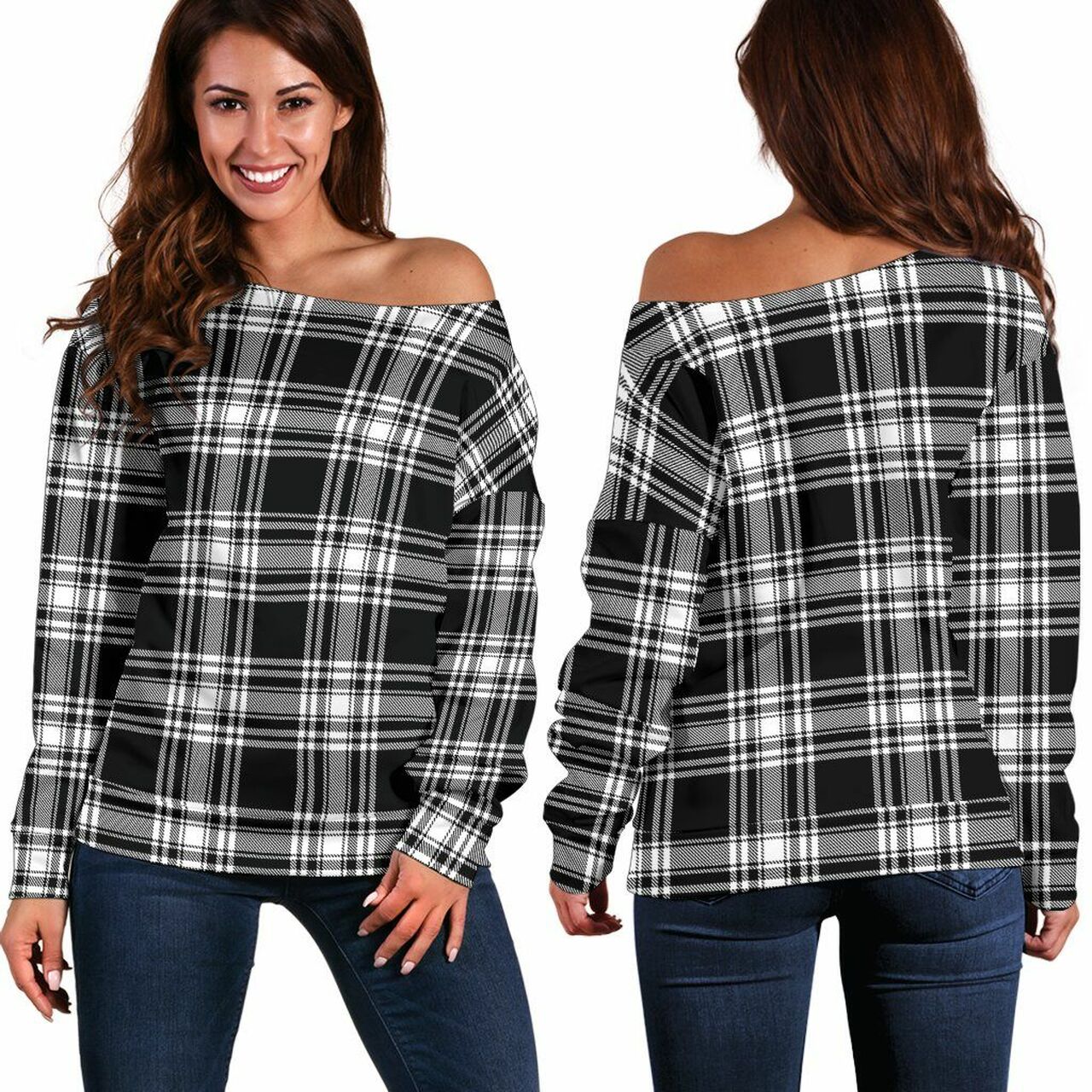 Menzies Black & White Modern Tartan Bathrobe