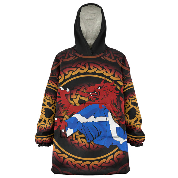 Scotland Snug Hoodie Burning Lion Celtic Flame Saltire Embrace Warrior Spirit Armor