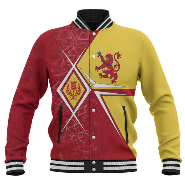 Scotland Baseball Jacket Royal Flame Thistle Crest Red Lion Valor Modern Heritage Blend