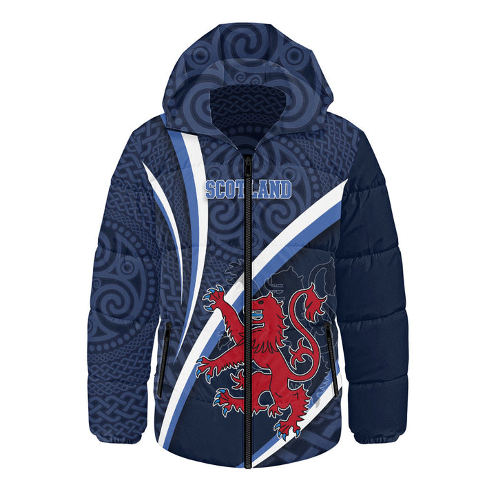 Scotland Hooded Padded Jacket Roaring Highland Pride Eternal Crest Power