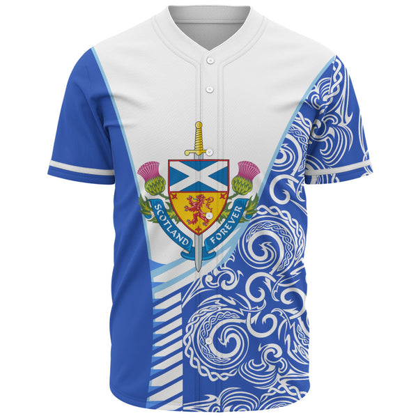 Scotland Baseball Shirt Ocean Crest Saltire Shield Sword Thistle Legacy Forever Edition