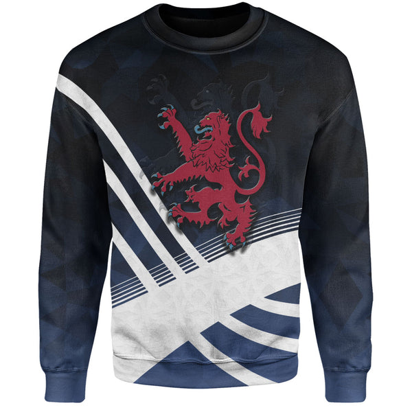 Scotland Sweatshirt Red Lion Dynamic Stripes Saltire Emblem Bold Highland Energy Look