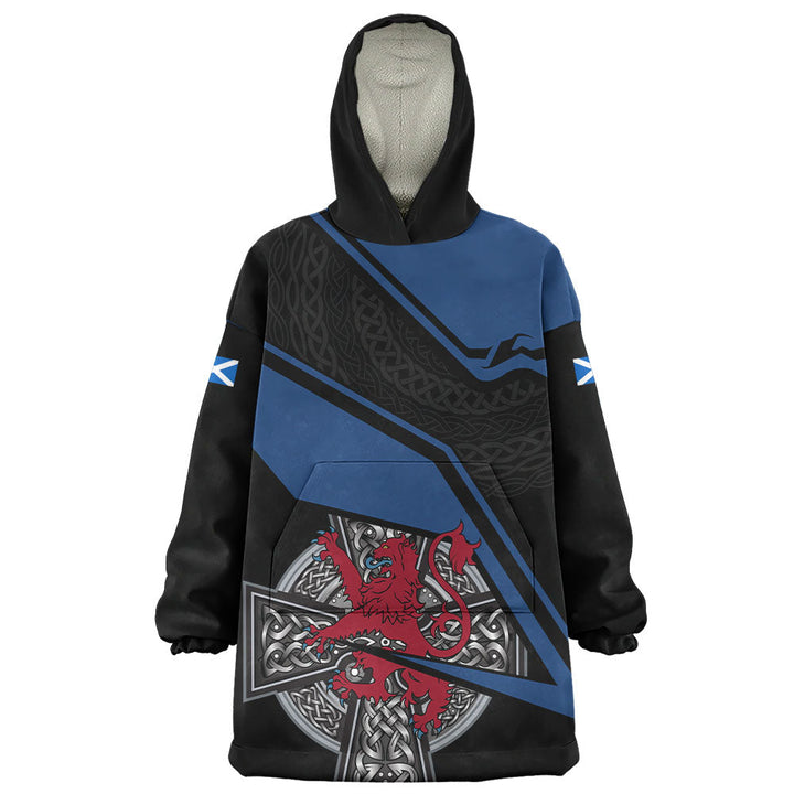 Scotland Snug Hoodie Red Lion Celtic Grid Armor Blue Black Warrior Path Edition