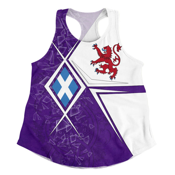 Scotland Women Tank Purple Shard Lion Saltire Fusion Urban Highland Graphic Style