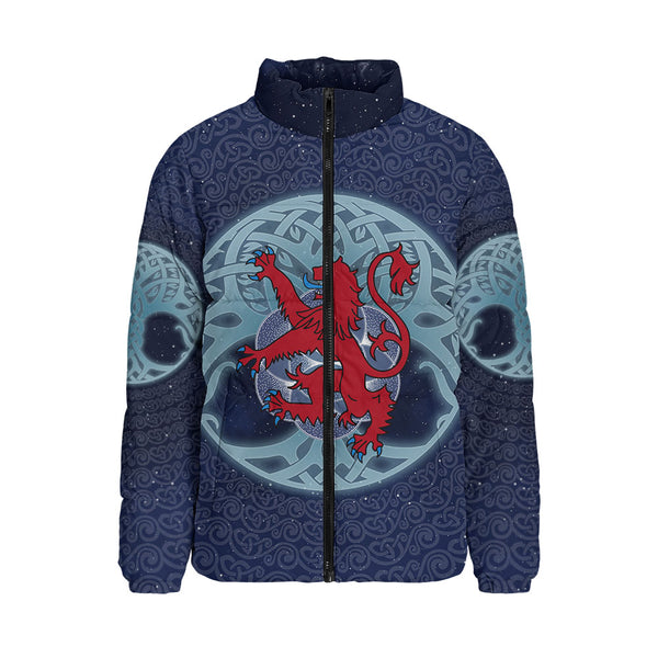Scotland Padded Jacket Celestial Rampant Lion Mystic Knot Circle Legacy