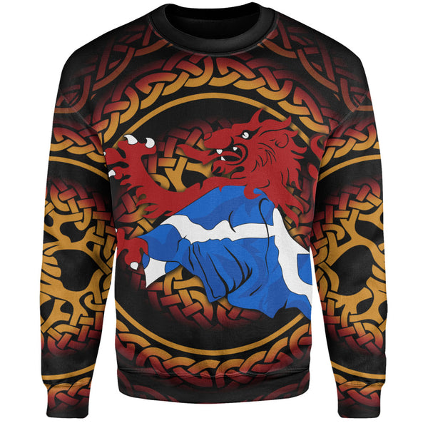 Scotland Sweatshirt Burning Lion Celtic Flame Saltire Embrace Warrior Spirit Armor