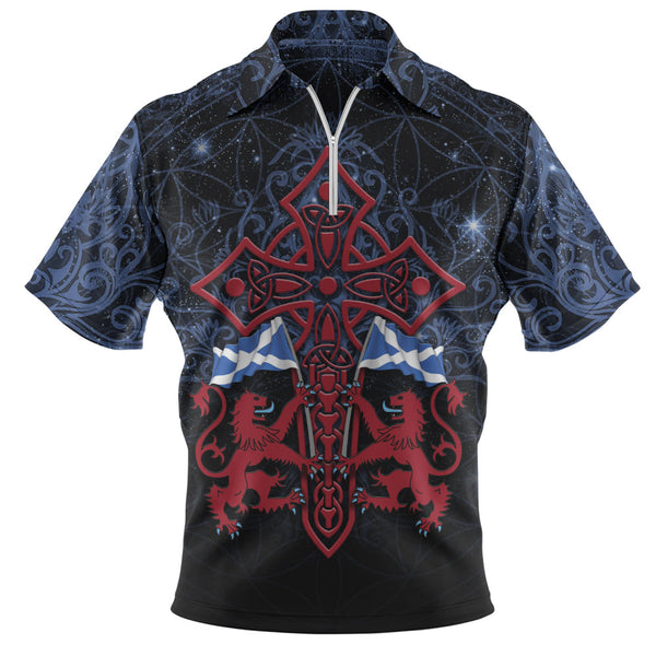 Scotland Zip Polo Shirt Celestial Guardians