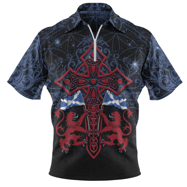 Scotland Zip Polo Shirt Celestial Guardians