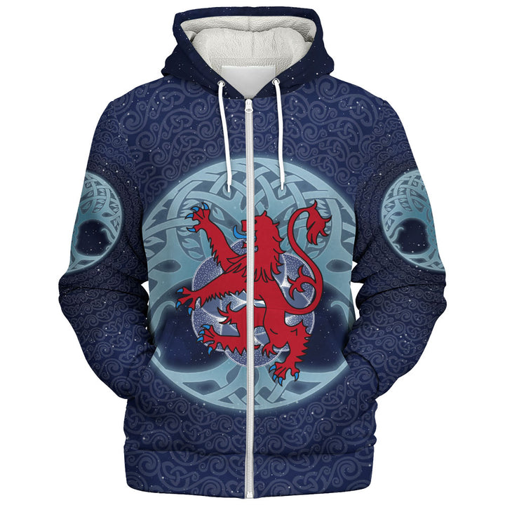 Scotland Sherpa Hoodie Celestial Rampant Lion Mystic Knot Circle Legacy