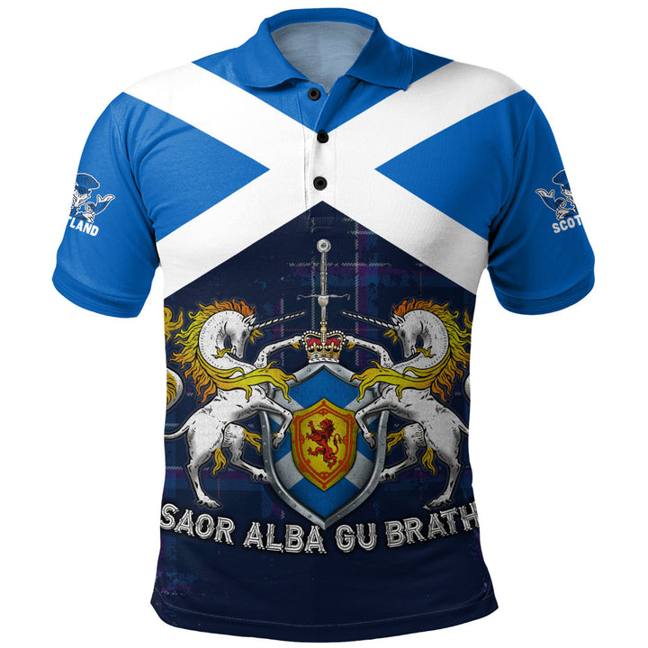 Scotland Polo Shirt Saor Alba Unicorn Crest Edition