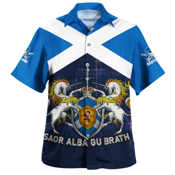 Scotland Hawaiian Shirt Saor Alba Unicorn Crest Edition