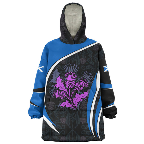 Scotland Snug Hoodie Purple Thistle Modern Saltire Lines Highland Heritage Floral Power