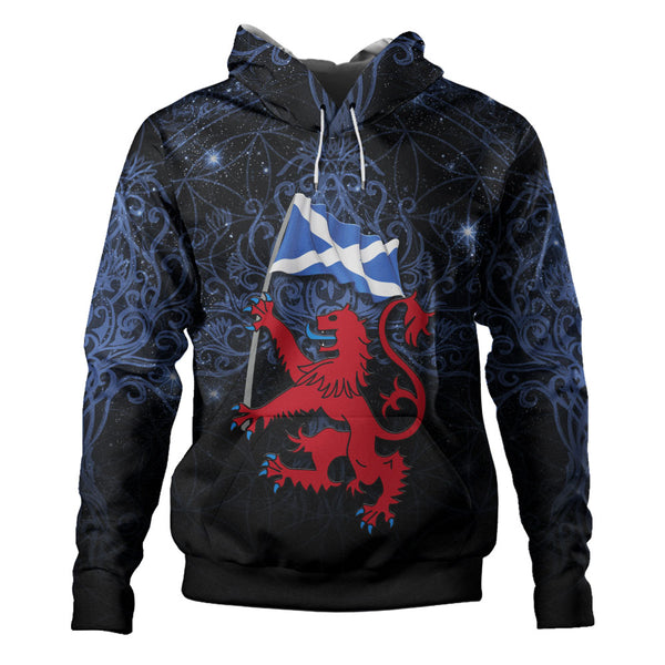 Scotland Hoodie Starborn Lion Saltire Banner Celestial Blue Highland Pride Gear