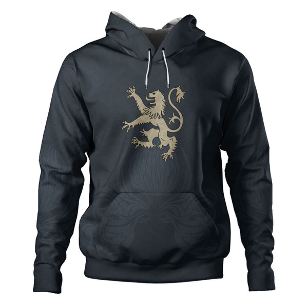 Scotland Hoodie Twin Lion Crest Midnight Thistle Heritage Edition