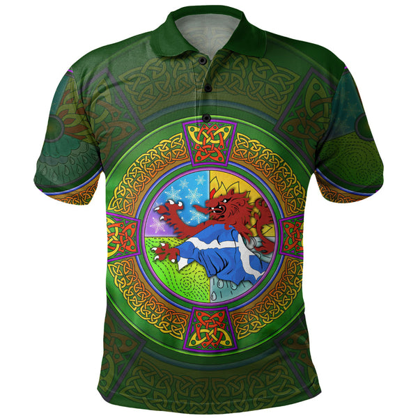 Scotland Polo Shirt Celtic Seasons Red Lion Saltire Tartan Heritage Pattern