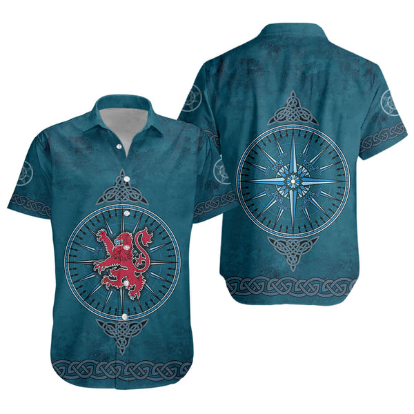 Scotland Short Sleeve Shirt Celtic Compass Red Lion Direction Noble Highland Legacy Armor
