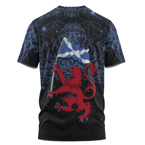 Scotland T-Shirt Starborn Lion Saltire Banner Celestial Blue Highland Pride Gear
