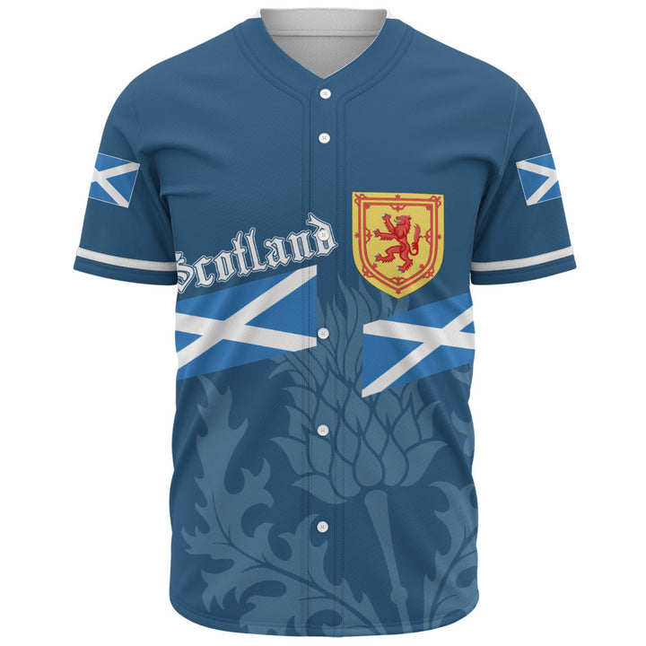 Scotland Baseball Shirt Saltire Thistle Crest Blue Heritage Emblem National Pride Wear