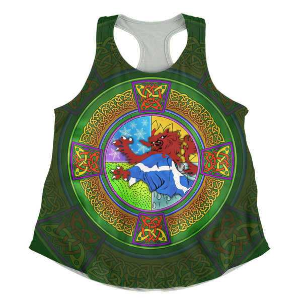 Scotland Women Tank Celtic Seasons Red Lion Saltire Tartan Heritage Pattern
