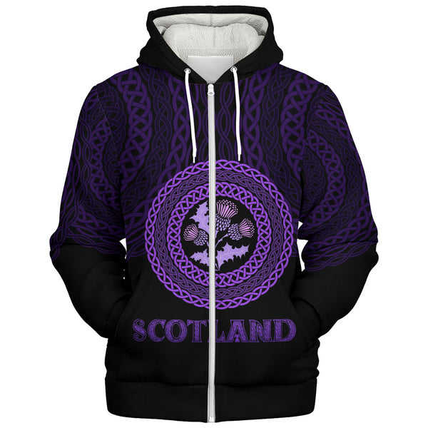 Scotland Sherpa Hoodie Thistle Embrace of the Celtic Night