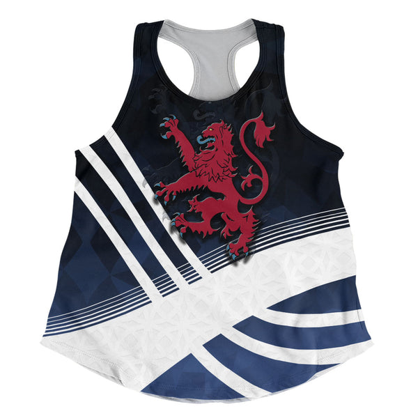 Scotland Women Tank Red Lion Dynamic Stripes Saltire Emblem Bold Highland Energy Look