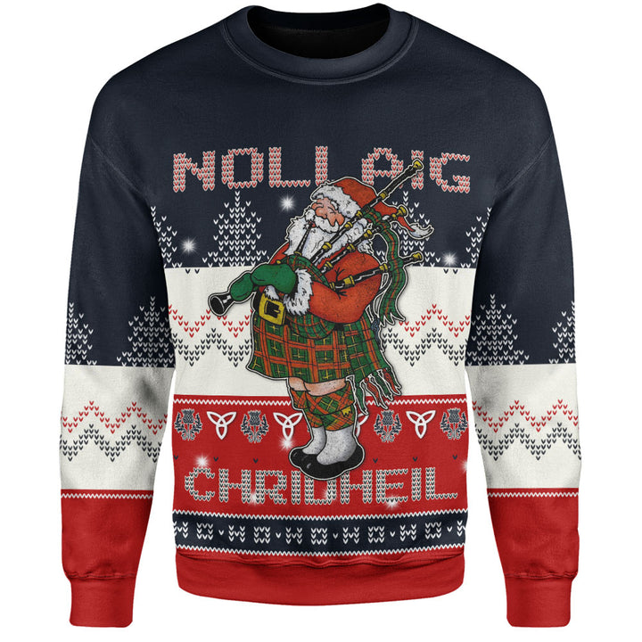 Scotland Sweatshirt Santa Highland Stroll with Bagpipes and Cheer