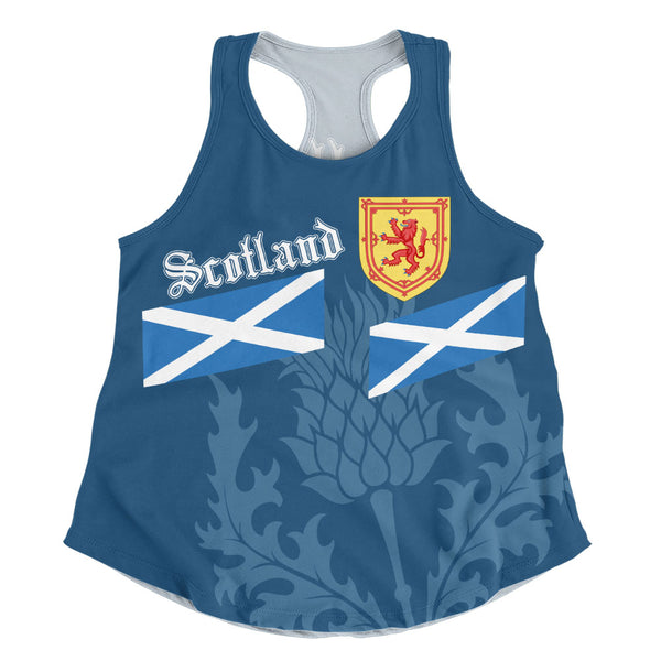 Scotland Women Tank Saltire Thistle Crest Blue Heritage Emblem National Pride Wear